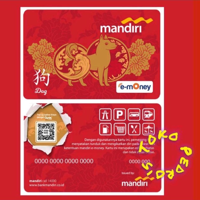 eMoney Mandiri Shio ANJING (Dog) ORI /Like eTOLL Tapcash Flazz or Brizzi