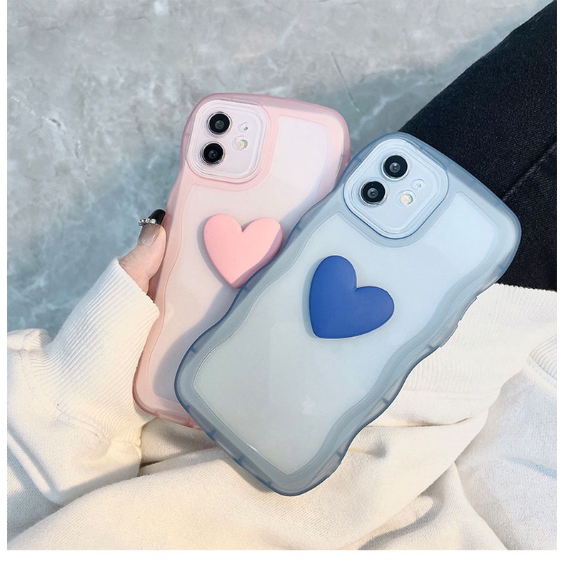 soft Case Silikon Transparan Motif Hati Untuk iPhone 11 12 13 14 Pro Max XS Max XR 7 8 Plus