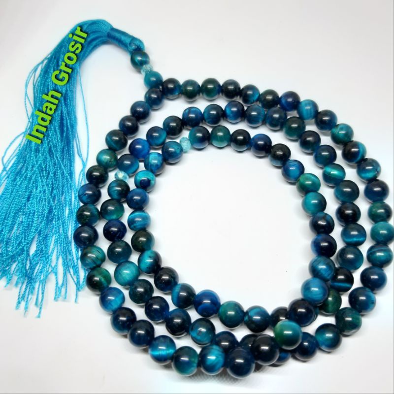 TASBIH TIGER EYE BLUE 6MM 99BUTIR ORIGINAL