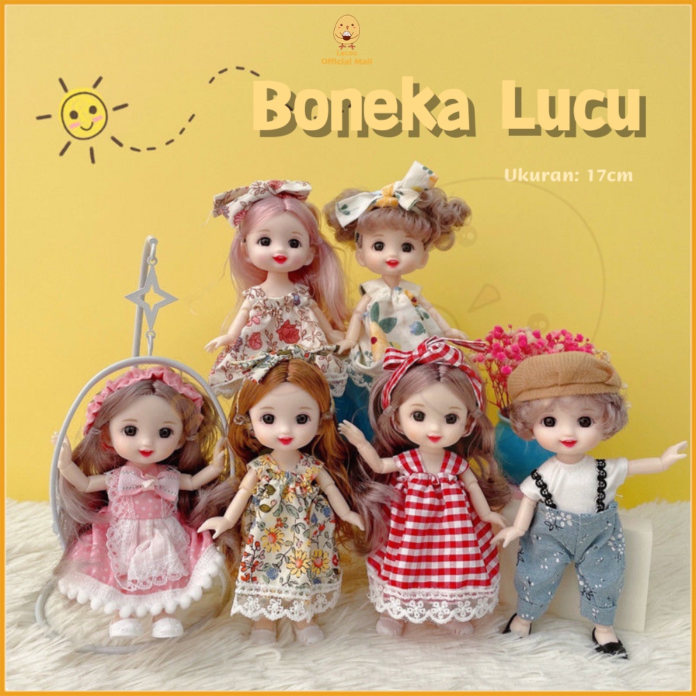 Lacoo Mainan anak perempuan cewek boneka bjd doll 17cm Boneka princess bisa ditekuk Yuna bjd doll