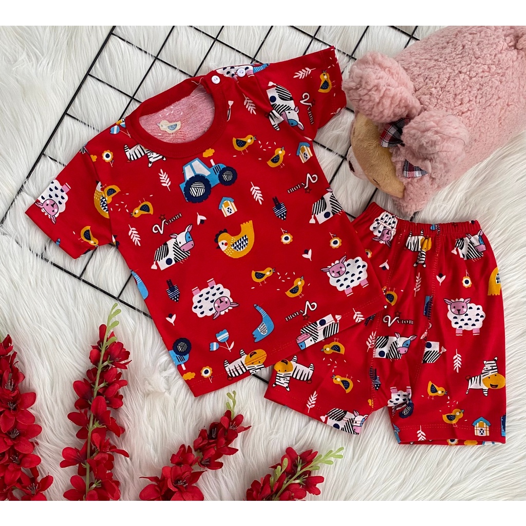 stelan baju anak lucu motif JUNGLE ANIMAL PENDEK CELANA PAMPERS 3-18 bulan