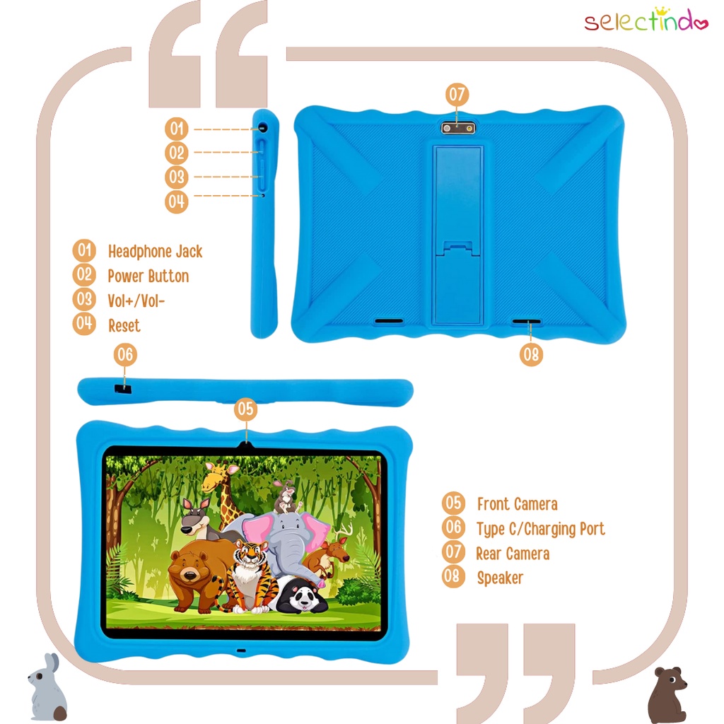 Kids Tablet / Tablet Anak / Tablet 10 Inch / Tablet PC / Tablet Android 10 / 2/32GB / Kids Gift / Zoom / WhatsApp / Play Store / 2 Camera / WiFi only