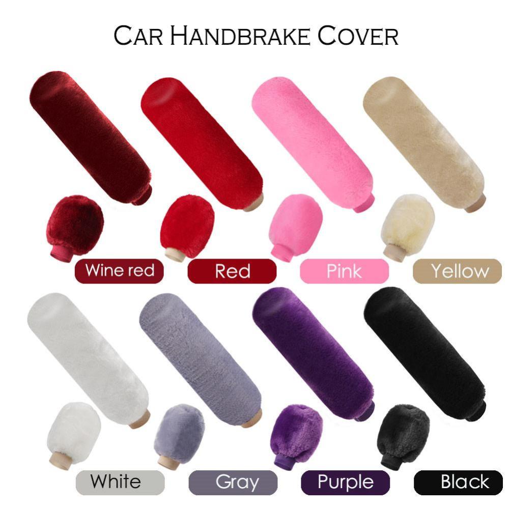 Timekey 2Pcs Cover Grip Rem Tangan Mobil Gear Shift Knob Cover Handle Mewah Lengan Musim Dingin Lembut Hangat Rem Tangan F8K1