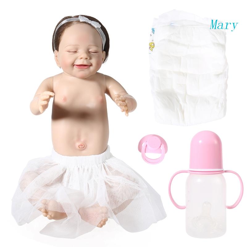 Mary 55cm Reborn Anak Perempuan Badan Lembut Lucu Smiley Newborn Girl Untuk Boneka Bayi Full Silikon