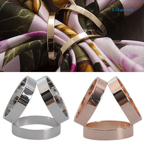 [LS] Fashion Rose Gold Disepuh Trio Cincin Sutra Gesper Klip Slide Perhiasan