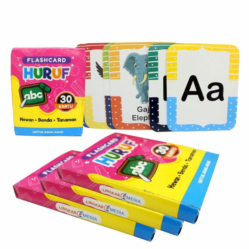 [rumahbayipdg] flash card alfabet edukasi kartu pintar anak box 30 &amp; 27  pcs