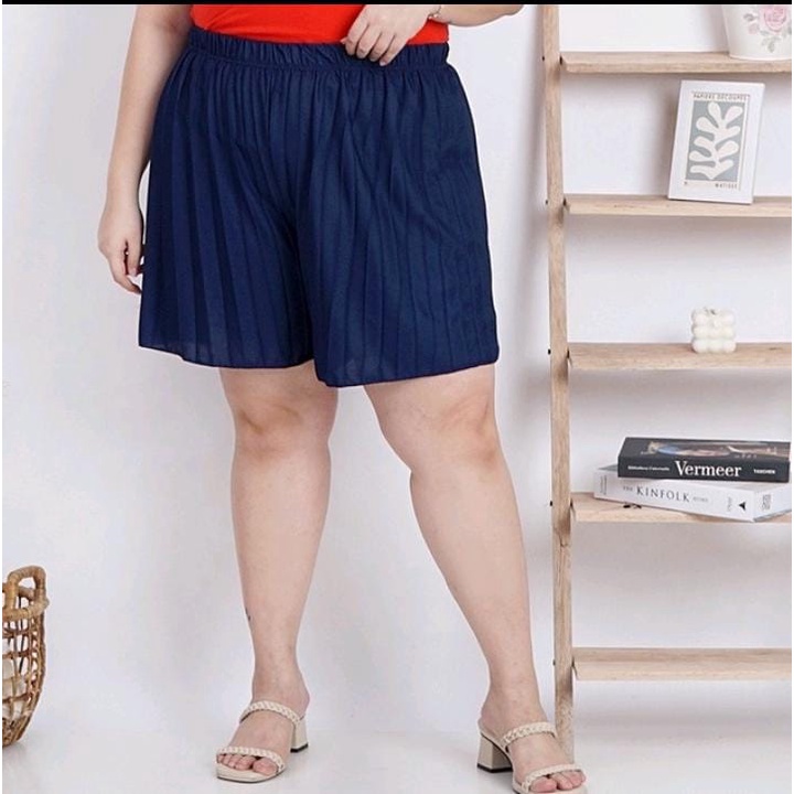 CELANA PENDEK SANTAI WANITA//HOTPANT PLISKET JUMBO POLOS MAX BB 70KG