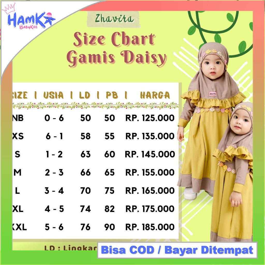 Baju Muslim Gamis Anak Perempuan Zhavira Daisy Free Topi Syari Bahan Jersey Terbaru Lebaran 2022