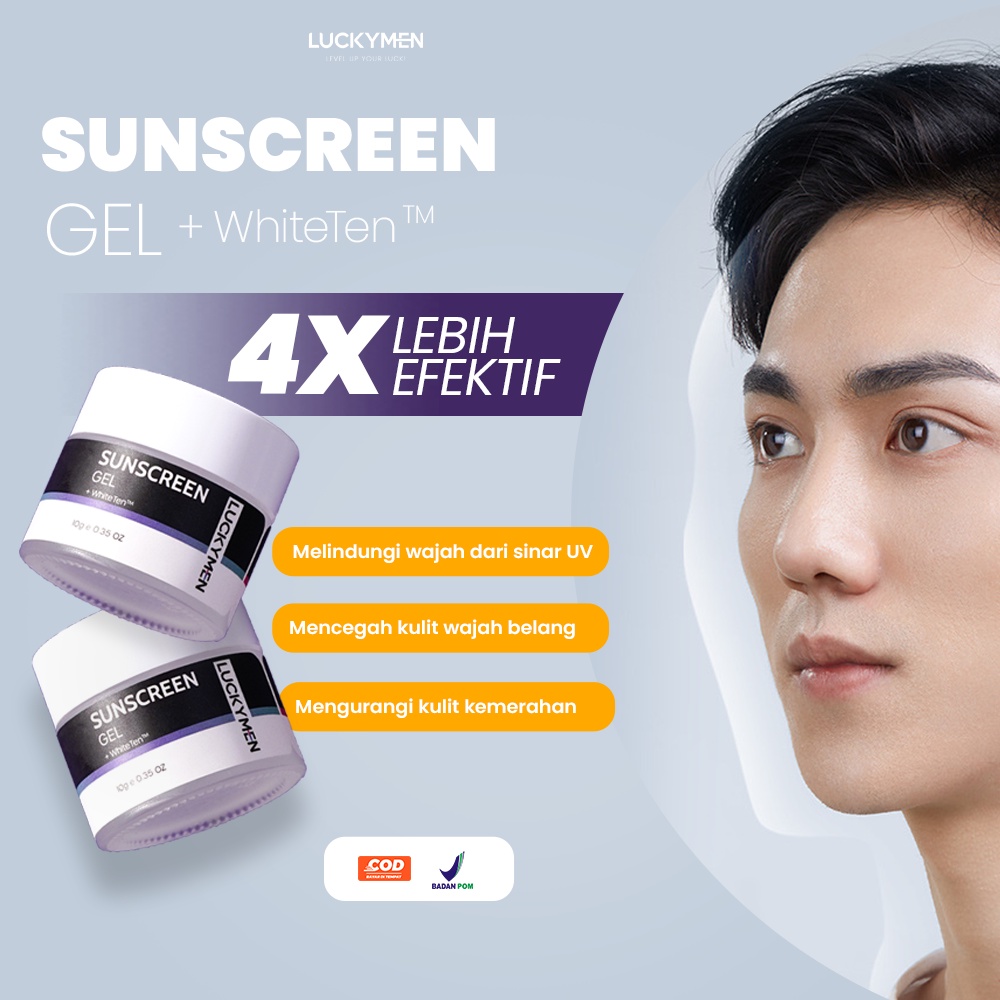 [Sun Guard Kit  Luckymen ] Serum Moonlight 1pcs + Sunscreen Gel 1pcs Lackymen Triple Protection Sunscreen Moisturizer SPF 30PA+++, 30 ml - Krim Pelembab dan Sun Screen Pria - For Men