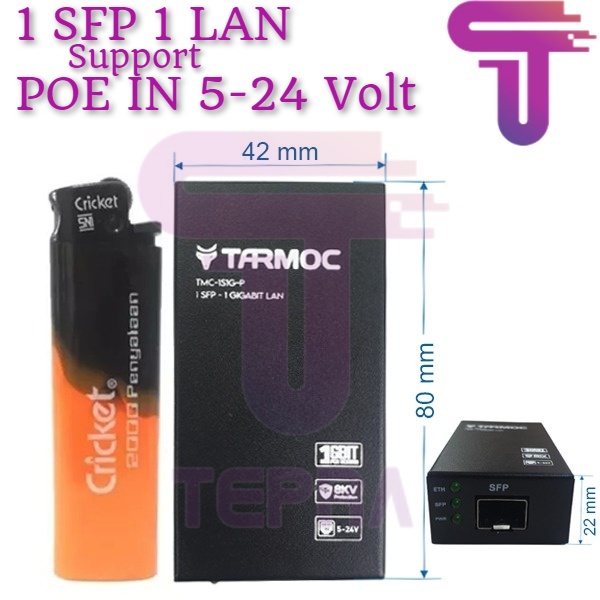 Tarmoc TMC-1S1G-P 1 SFP 1 GIGABIT POE IN 5-24V mini Converter (MC220L)