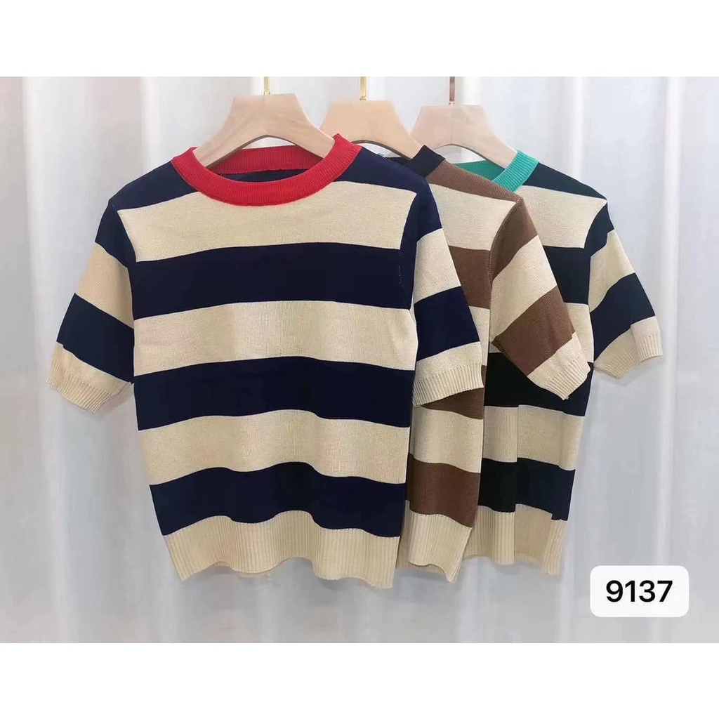 Yasmin Knit Top Stripes - Atasan Wanita Rajut Import TM (9137)