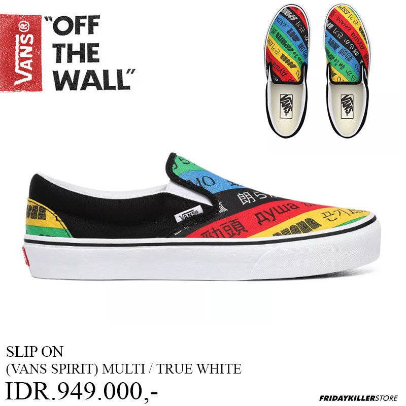 SEPATU VANS OFF THE WALL | SLIP ON VANS SPIRIT MULTI TRUE WHITE