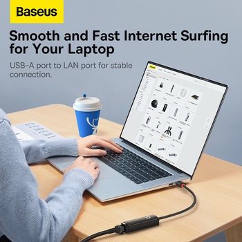 Baseus Lite Series Kabel Converter USB-A HUB Adaptor Ethernet To RJ45 LAN Port Internet Modem Komputer Laptop PC