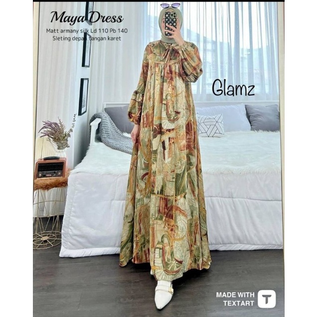 Cod Azhari dress/gamis motif bunga/baju muslim/gamis kondangan/dress pesta/gamis lebaran/gamis murah