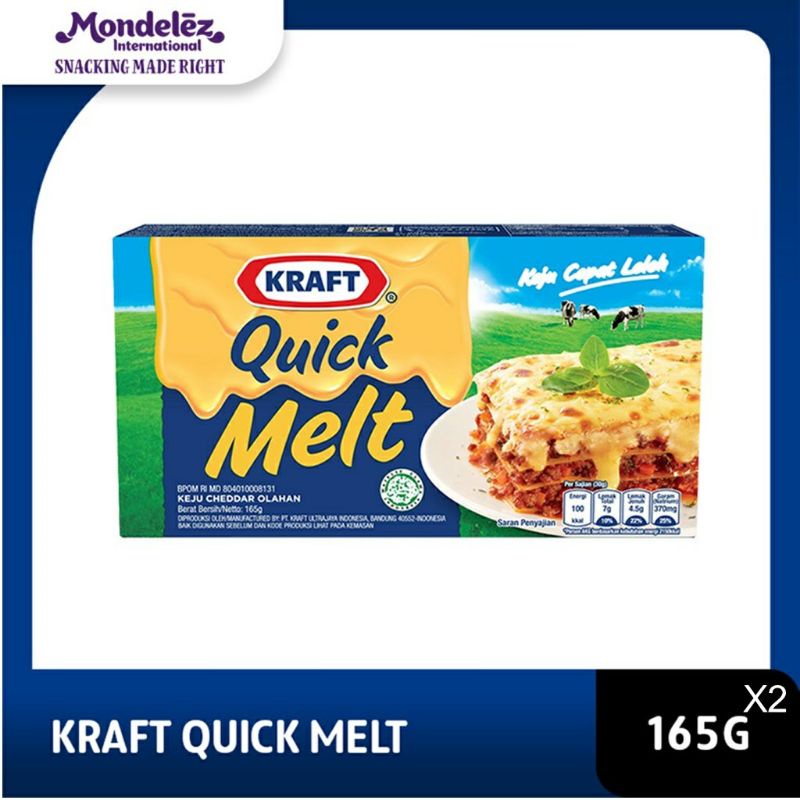 

Kraft Keju Quick Melt Chesee , Solusi Masak Simpel , Anti Gagal Berat 165 gram - Twinpack ( 2pcs)