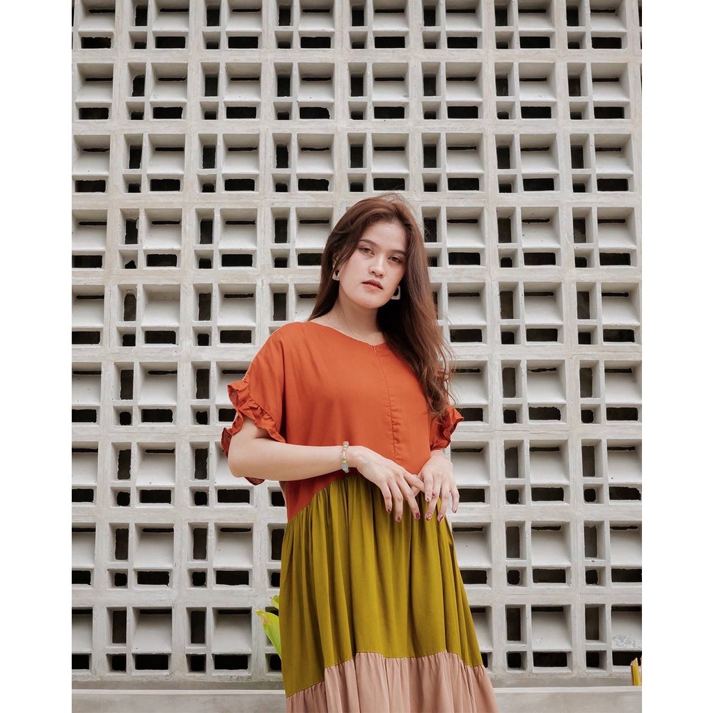 Midi Dress Candy Polos Kombinasi LD 140 &amp; LD 120 Super JUMBO Big Size Busui Bumil Freindly | MDc Oriani