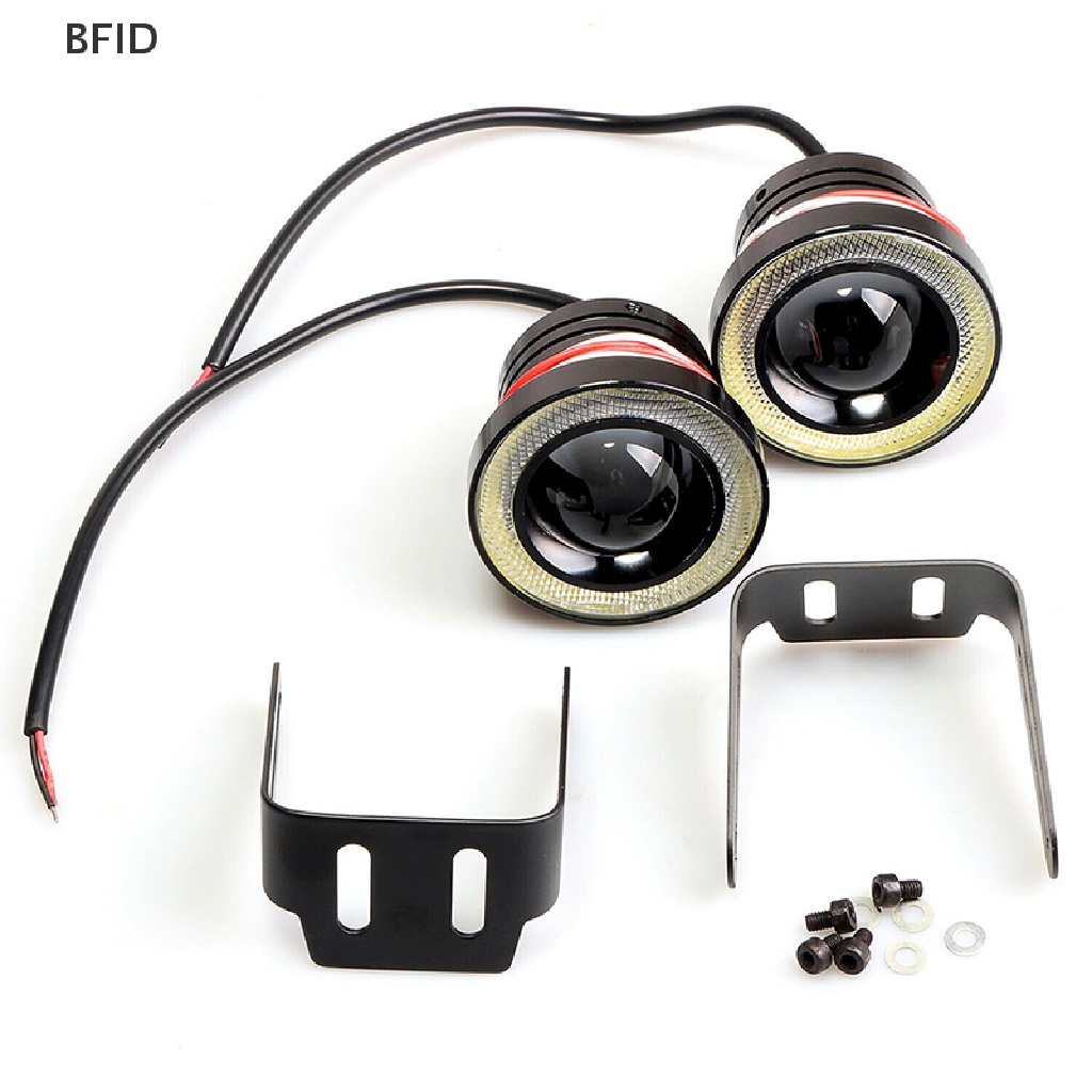 [BFID] 2.5 ''15W Mobil Putih COB LED Proyektor Angel Eyes Cincin Biru DRL Fog Light Lamp [ID]