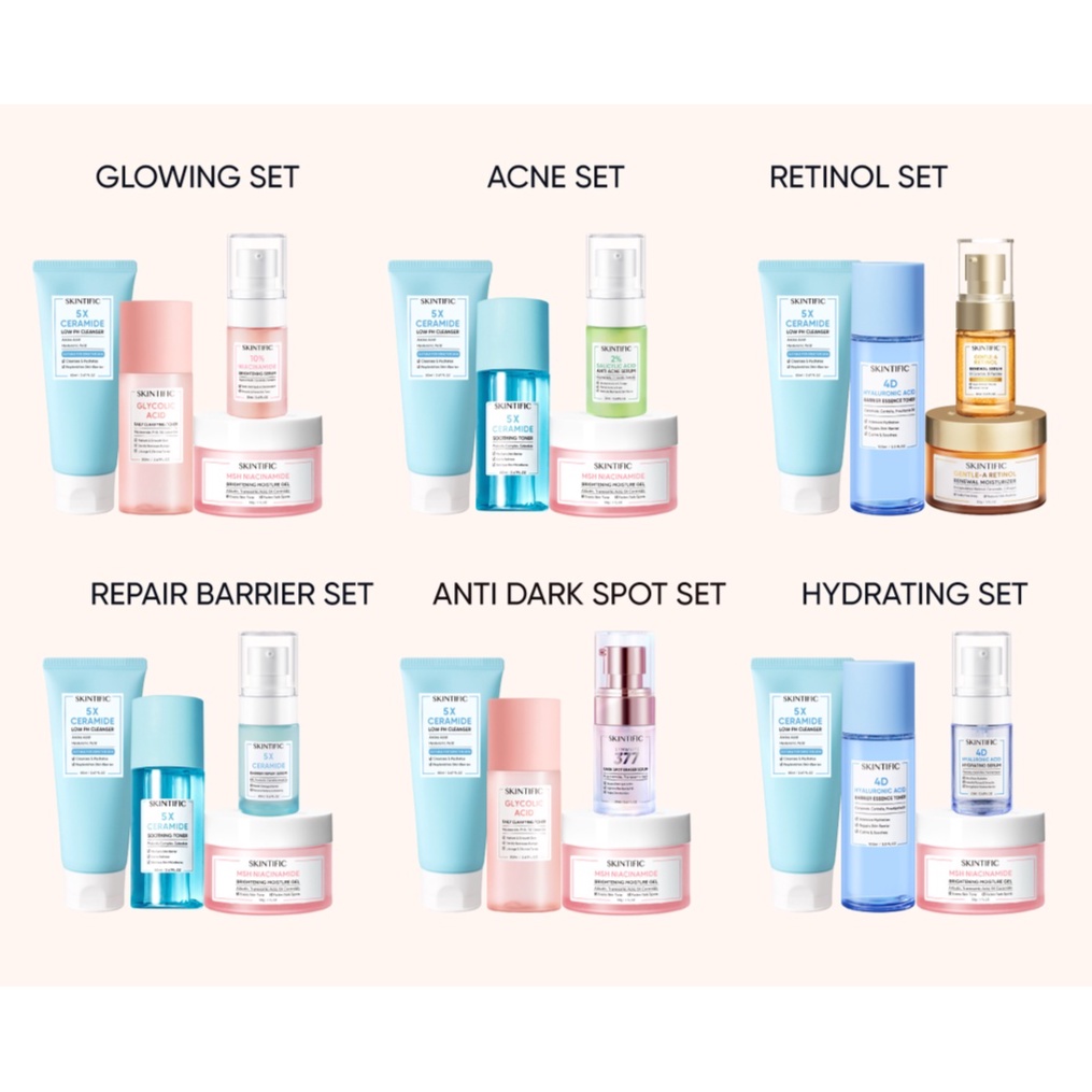 【4PCS Packet】SKINTIFIC 4PCS Glowing Set MSH Niacinamide Brightening  Moisturizer pelembab wajah + Whitening Serum brightening Serum Pemutih + Facial Cleanser Pembersih wajah +Toner