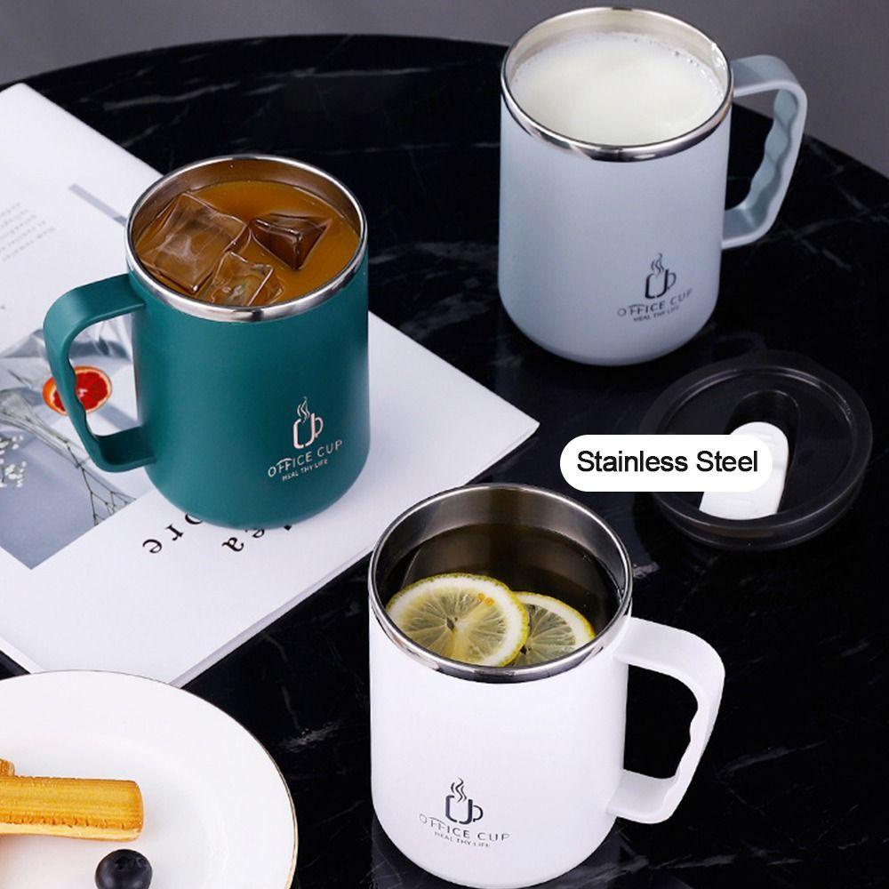 Solighter Mug Kopi Anti Bocor Stainless Steel Dengan Gagang Dan Tutup Travelling Cup