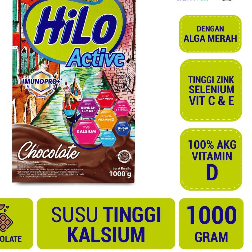 

Sale | KF7 | HiLo Active Chocolate 1000 gram - Susu Tinggi Kalsium