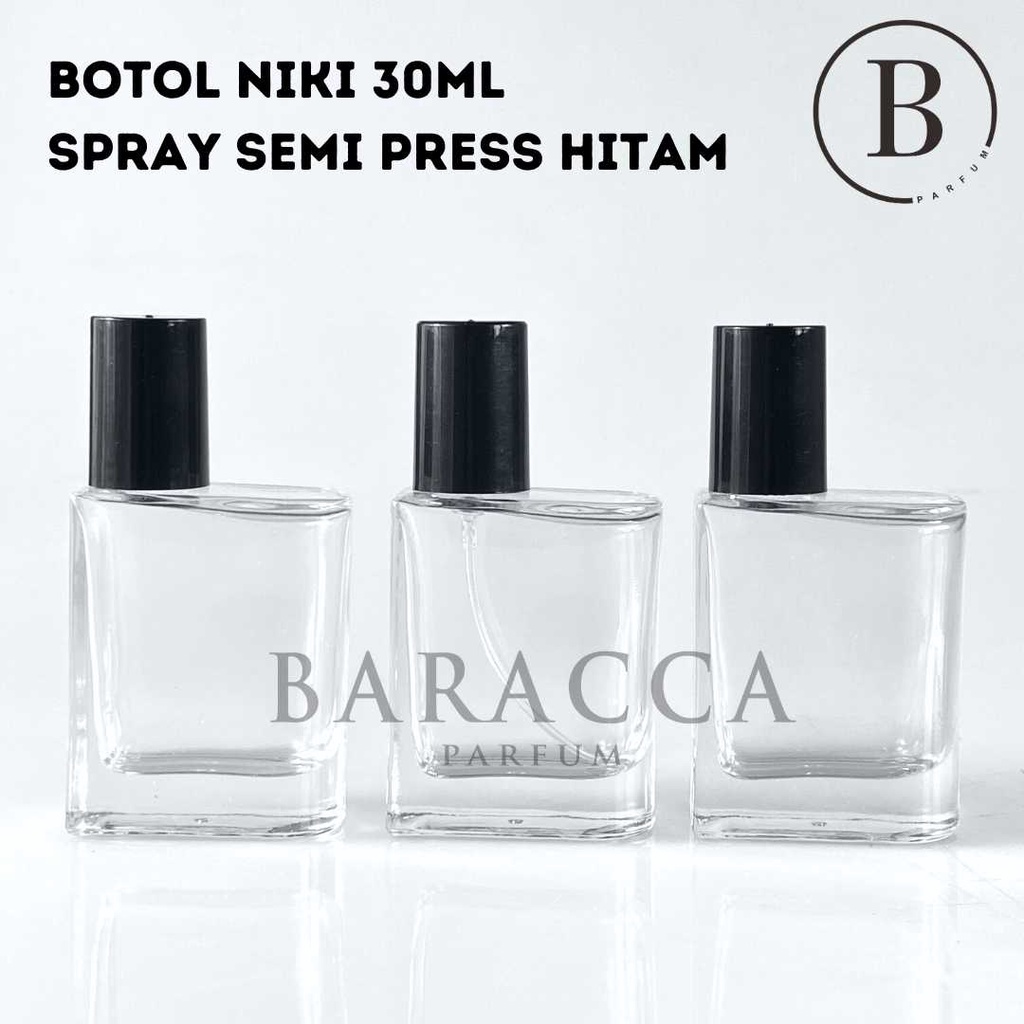 Botol Parfum Niki 30ML Semi Press Hitam - Botol Parfum Kosong Niki - Botol Niki 30ML
