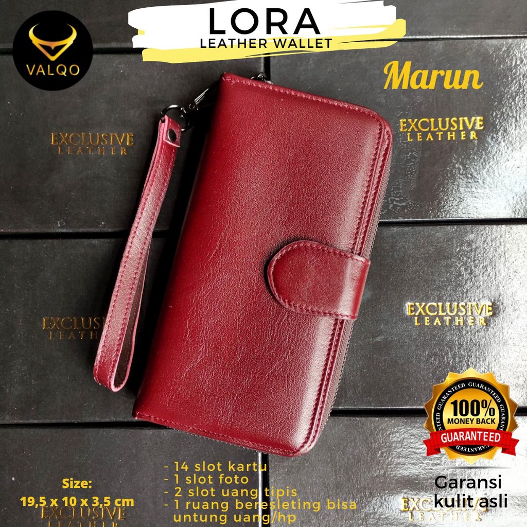 [VALQO] LORA Dompet Kulit Sapi Dompet Wanita Dompet HP 6,7 inch Polos dan Batik