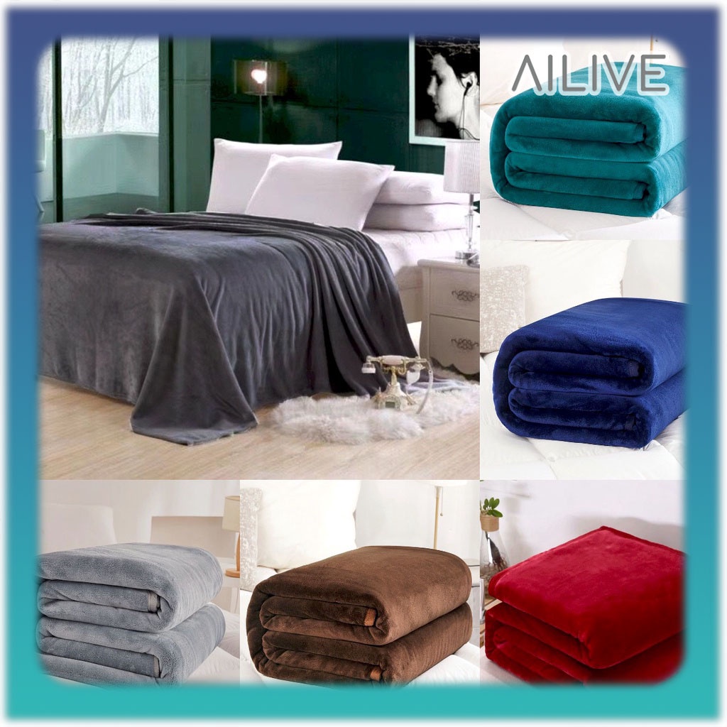 Selimut Bulu Dewasa 180x200 Premium Tebal Pinggiran List / Selimut Polos Halus Jumbo
