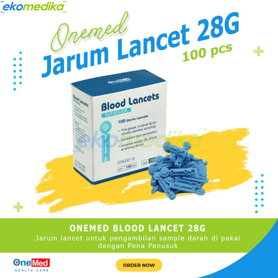 Jual Blood Lancet 28G 100ea ONEMED Ekomed AVICO General Care MED T Jarum Lancet Easy Touch Nesco