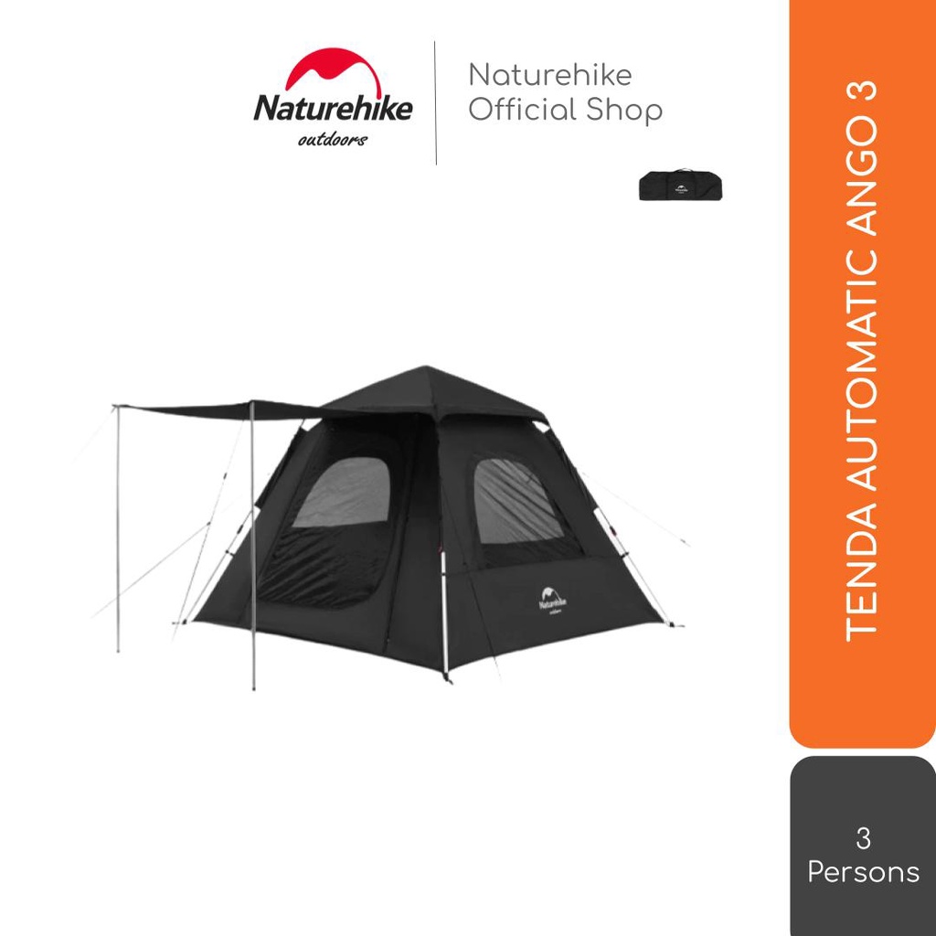 TENDA OTOMATIS CAMPING ANGO BLACK 3 ORANG NATUREHIKE NH21ZP010