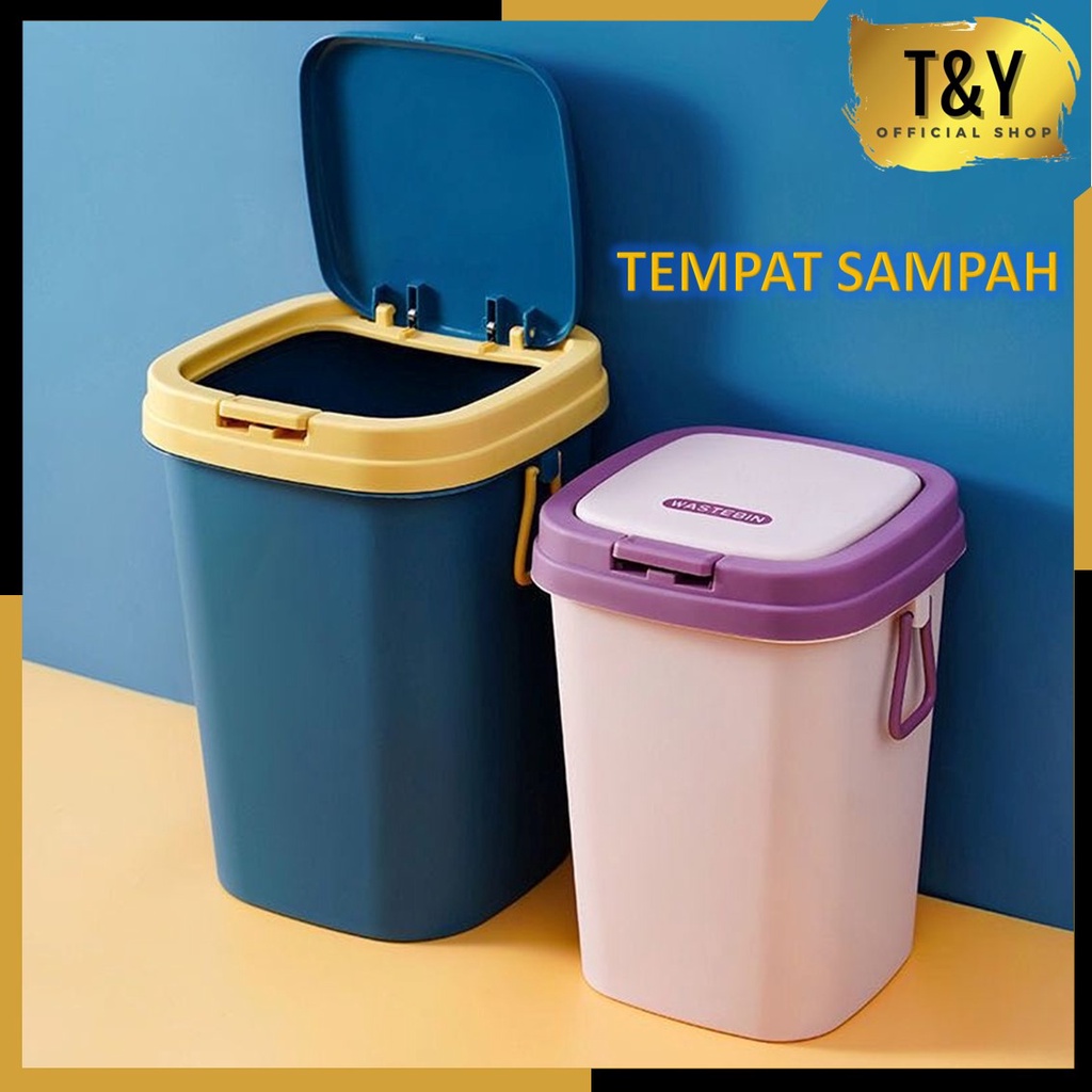 T&amp;Y Tong Sampah Kamar Kotak Sampah Rumah Tertutup Tempat Sampah Dapur Kamar Keranjang Sampah Plastik Serbaguna