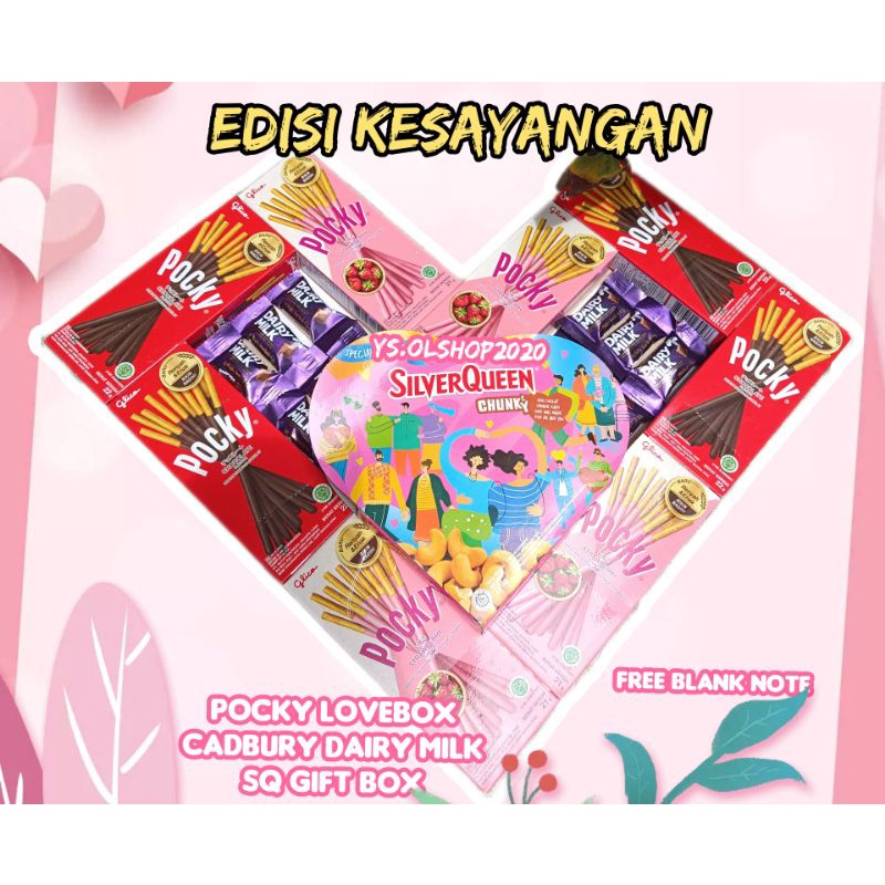 Biskuit Stick Glico 21 Gr - Pocky Love Box viral Strawberry Coklat Chocolate Free Boneka lucu edisi NATARU Anniversary Wedding Ultah Kado Bingkisan special/YS.OLSHOP2020