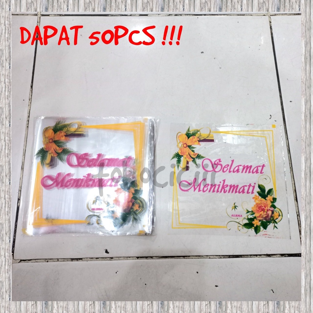 Plastik samir bening selamat menikmati 18x18 plastik samir kotak penutup nasi