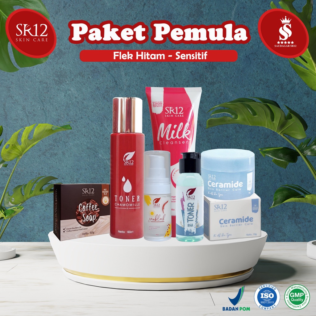 Paket pemula Sr12 Menetralkan kulit wajah Mencerahkan Memperbaiki skin barrier kulit Bpom