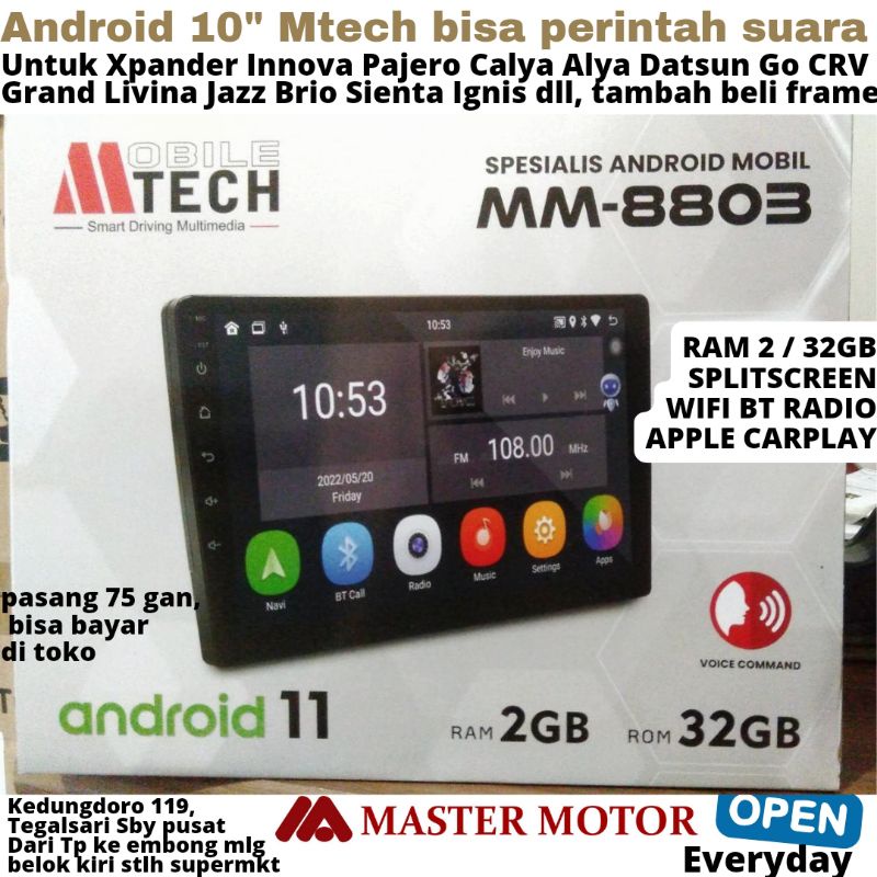 Headunit Android MTECH 10 inch 8803 RAM 2/32 GB Android 11 Wifi GPS Radio Tape Innova Avanza Mobilio