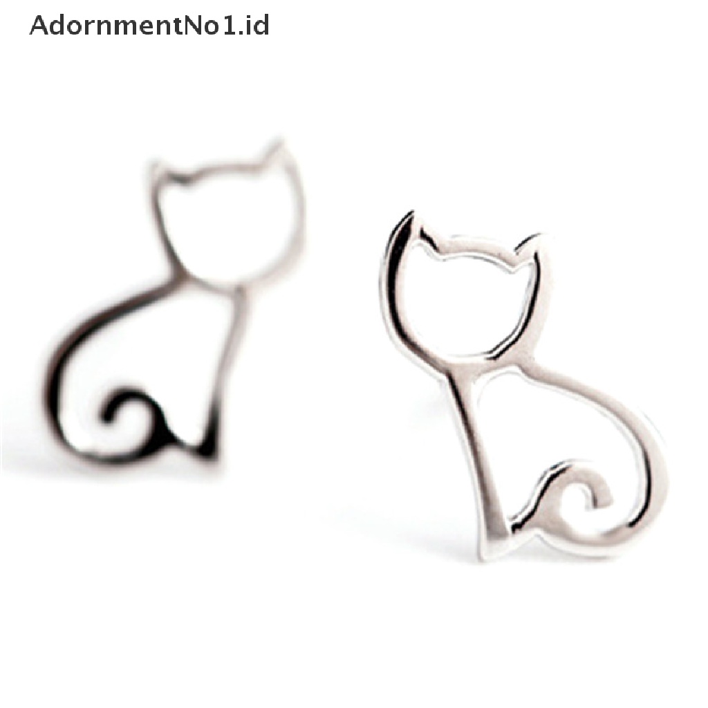 [AdornmentNo1] Indah Wanita Gadis Lucu Perak Anting Hewan Telinga Kucing Stud Earrings Perhiasan Hadiah [ID]