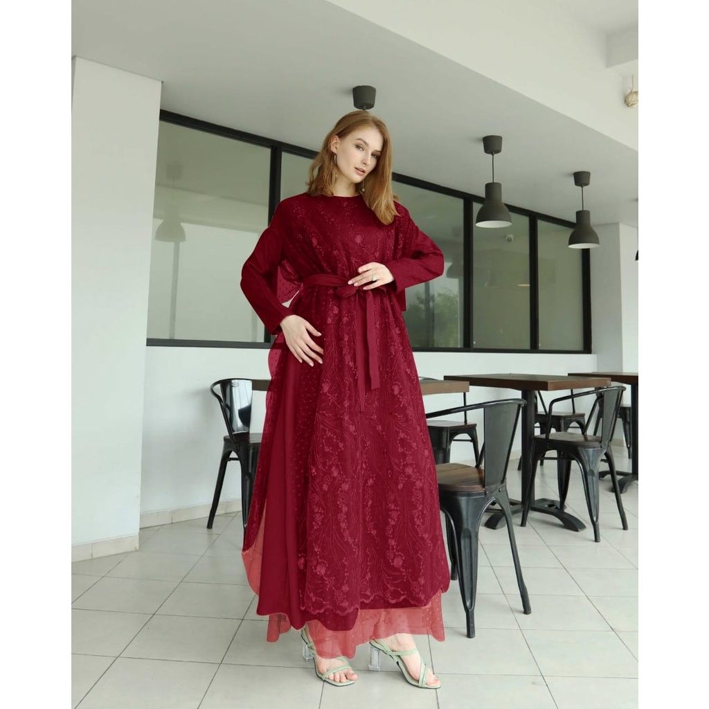 MAXY GRAYSON FASHION PAKAIAN WANITA DRESS GAMIS MAXI GAUN BRUKAT TILE MR