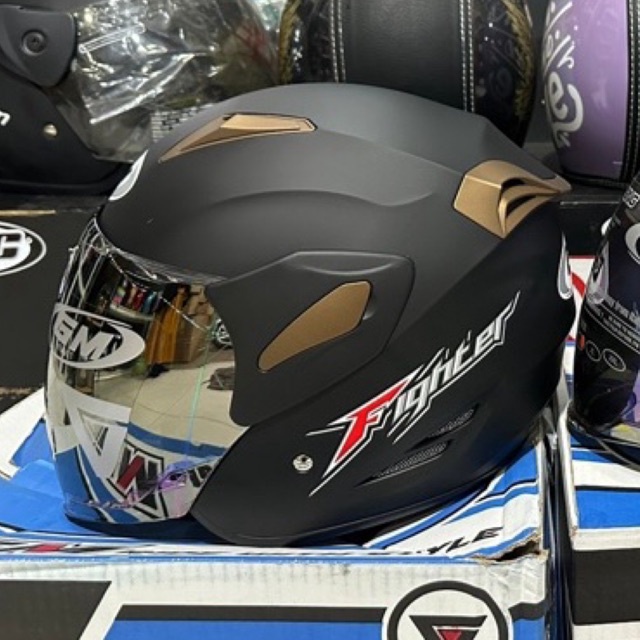 Helm GM Fighter Polos Hitam Doff ORIGINAL