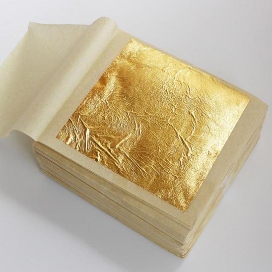 

☆ Edible Gold leaf bisa dimakan 24k sise 4.3cm ( isi 10 sheets) ☆