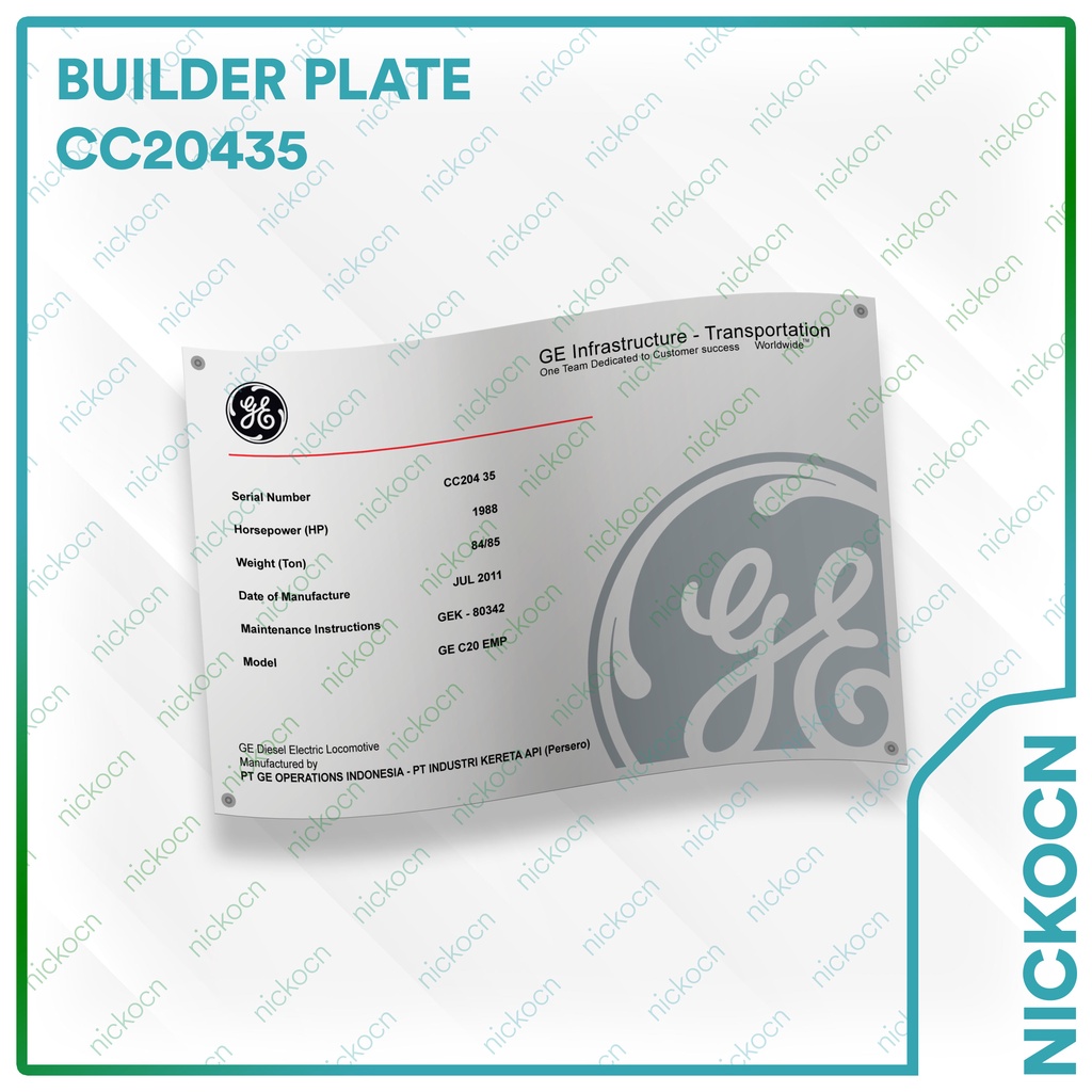 Stiker Builder Plate CC204