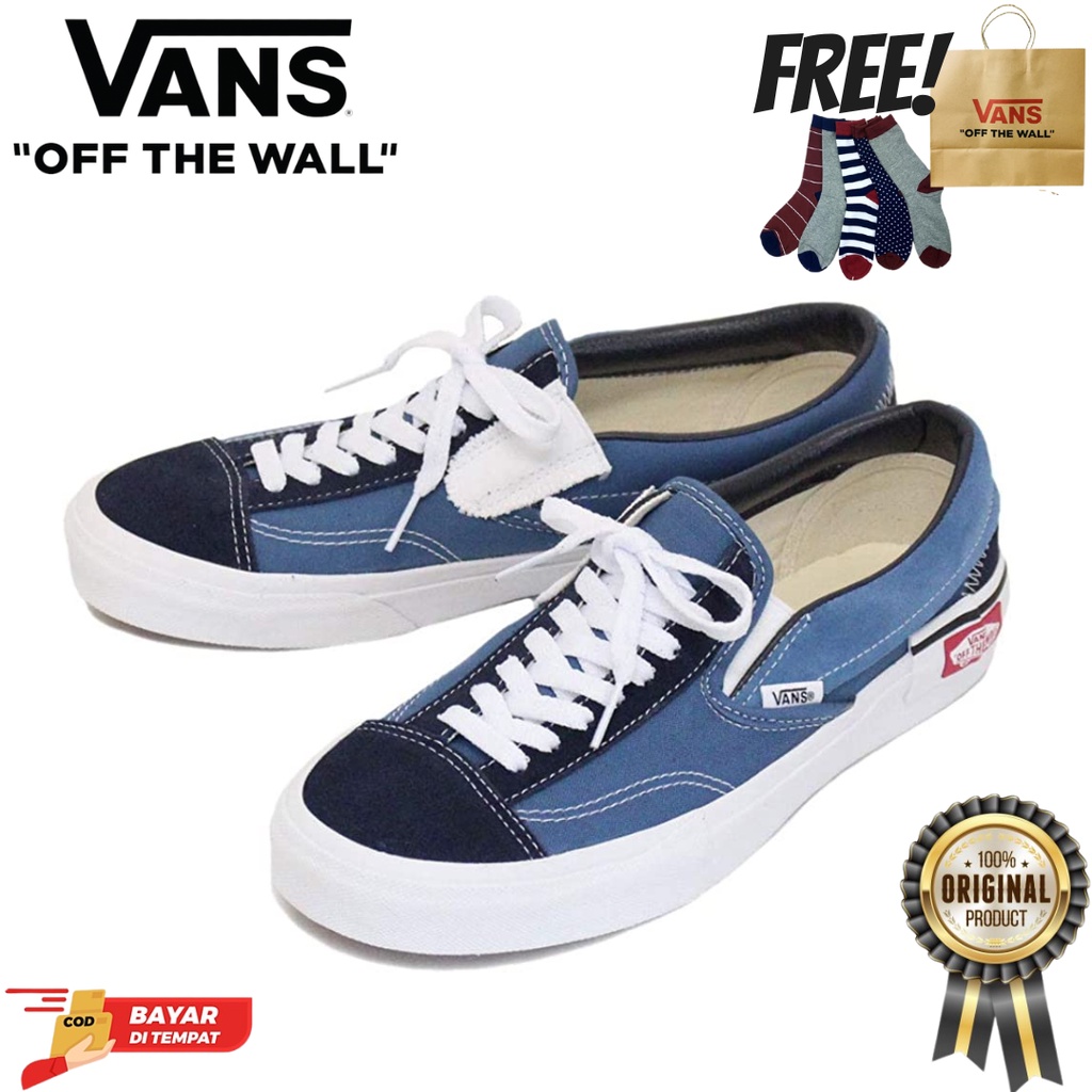 SALE DISKON! VANS SLIP-ON CUT AND PASTE NAVY/PERISIAN NIGHT 100% ORIGINAL BNIB