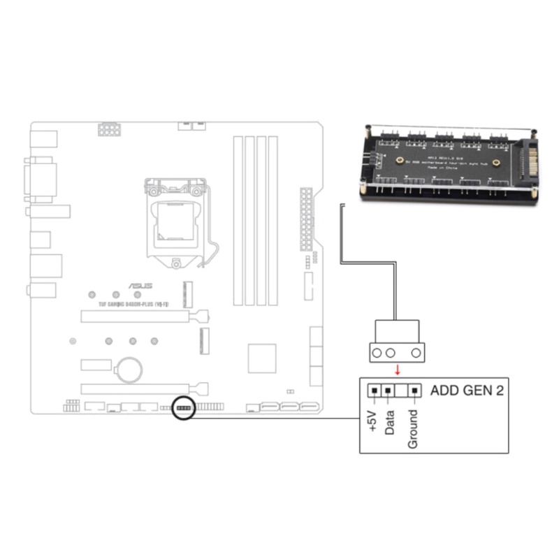 Zzz RGB Fan Hub Kabel ARGB Splitter Hub Adapter Komputer Meja Aksesoris PC