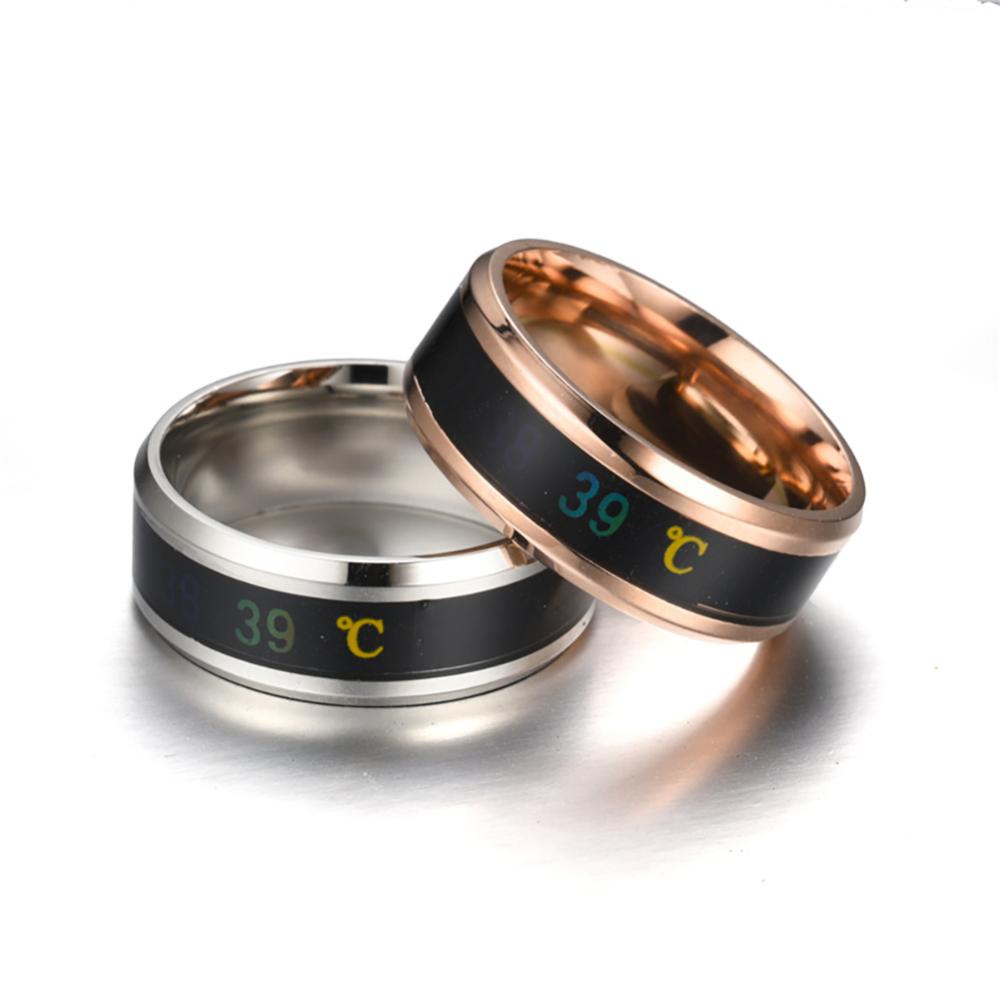 Timekey 8mm Stainless Steel Ring Smart Sensor Suhu Tubuh Cincin Tes Suhu Jari Rings Fashion Real-time Display Untuk Wanita Pria Pasangan Band Pernikahan B5P6