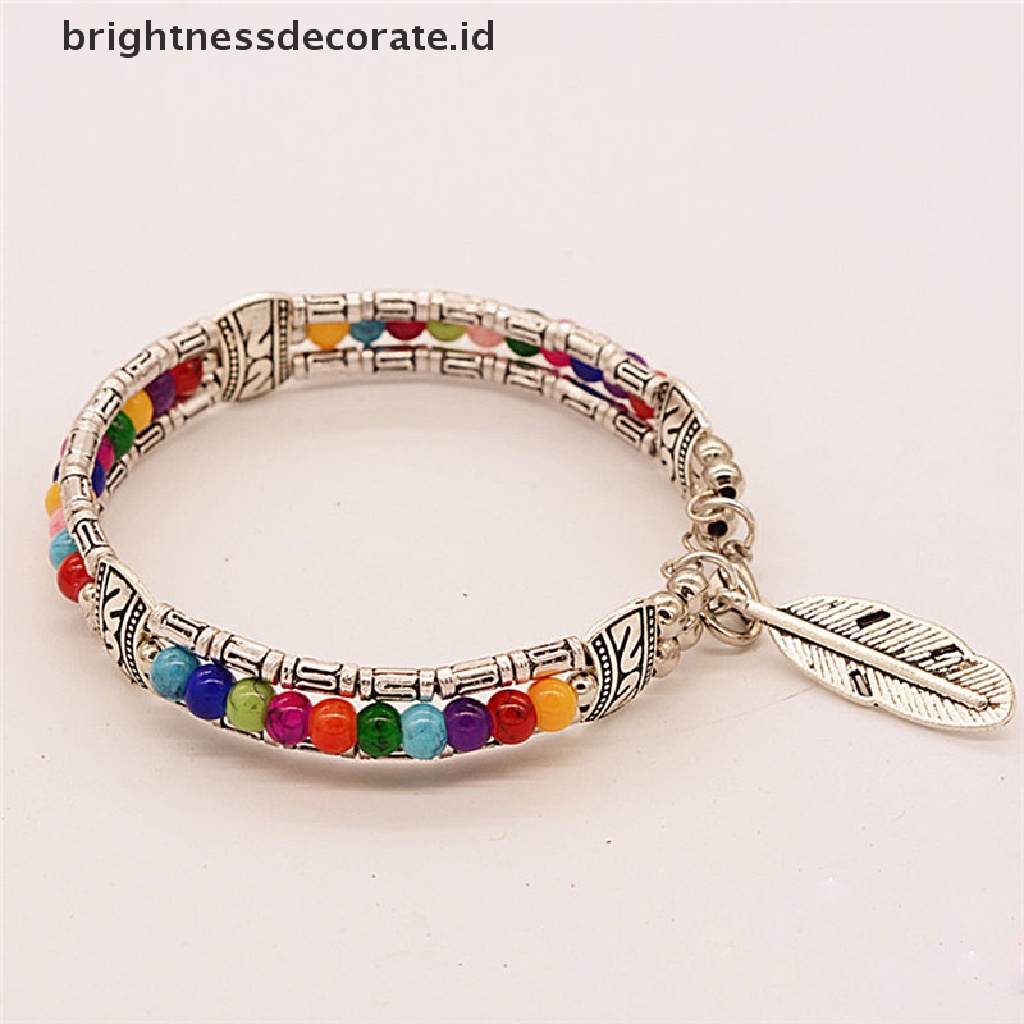 [Birth] Fashion Tibet Perak Bulu Bangle Wanita Gypsy Turquoise Vintage Bohemian Gelang [ID]