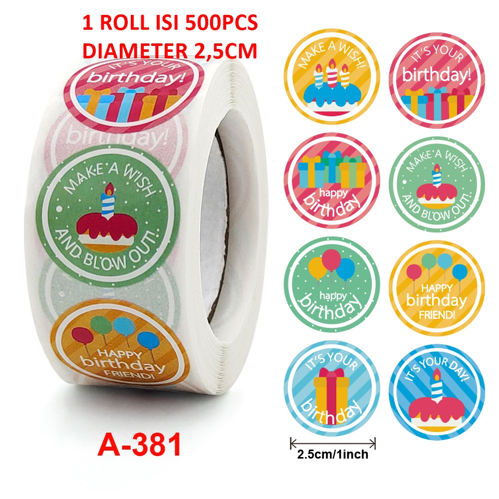 Khatinstore PALING  MURAH ISI 500 Pcs Stiker Label Roll Thank You - Sticker Stiker Label Makanan Thank You For Order atau Birthday Ulang Tahun Anak karakter Lucu Import - SLB01