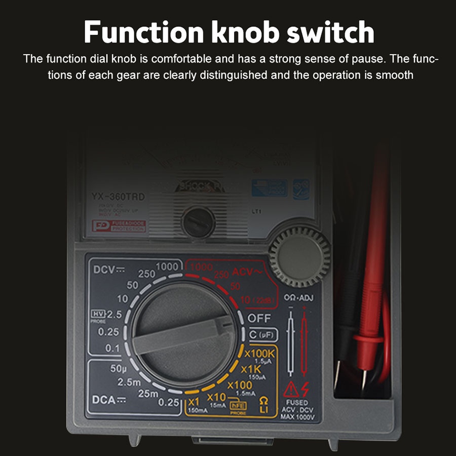 SANWAI YX-360TRD Multimeter Multitester Analog Meter Fuse Diode Protection DC AC Test Analogue Multi Tester Manual