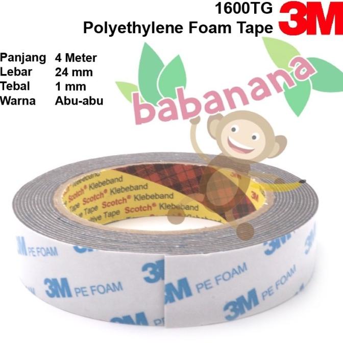 

Double Sided Tape Foam 3M 1600TG Abu-abu 4M x 24mm x 1.0mm dobel tip