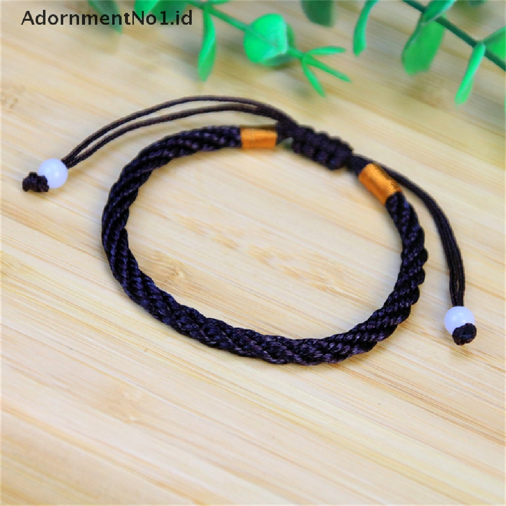 [AdornmentNo1] Wanita Beruntung Buatan Tangan Dikepang Pasangan Braclet Adjustable Lucky Red String Bracelet [ID]