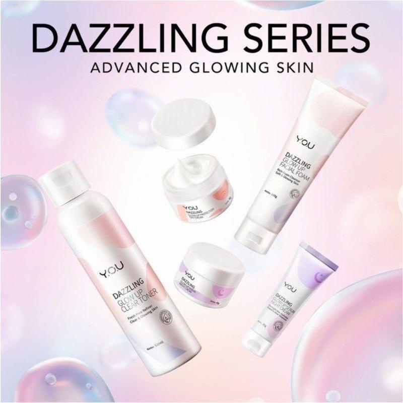 YOU The Dazzling Glow Up Series/ Perawatan Mencerahkan Wajah Glowing Facial Foam | Toner | Tone Up Face Cream | Moisturizer | Serum Day Night Cream