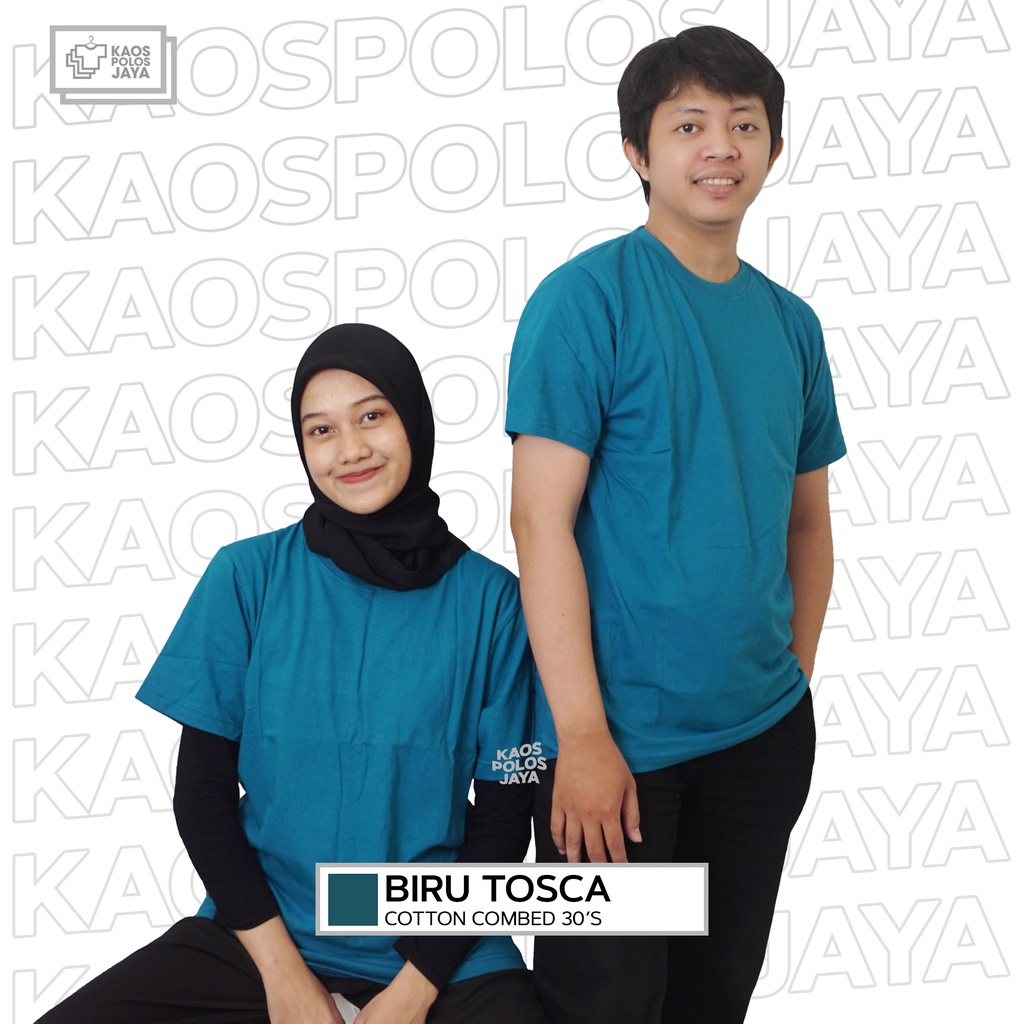 KAOS POLOS BIRU TOSCA / KAOS OBLONG UNISEX / KAOS COTTON COMBED 30'S