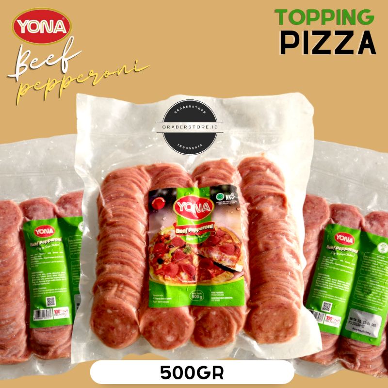 

Yona Beef Pepperoni toping pizza 500gr pizza topping